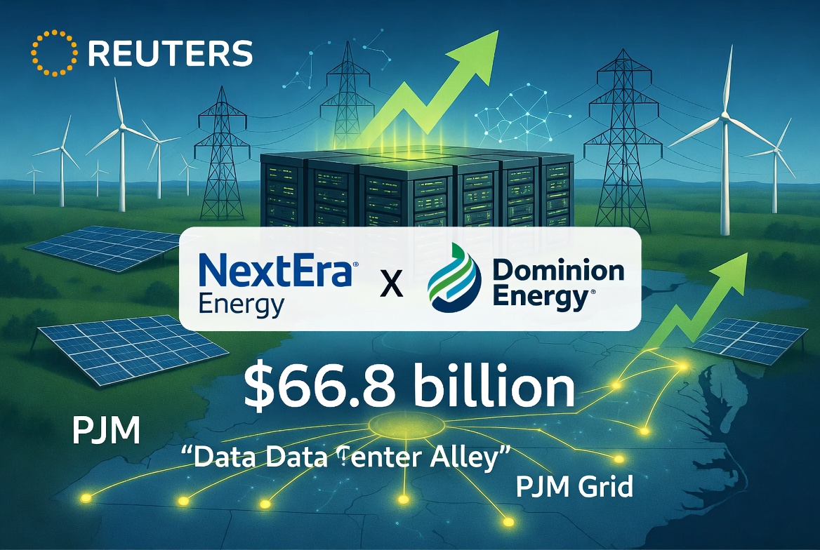 NextEra Energy拟以668亿美元收购Dominion Energy，打造AI时代美国最大电力公司